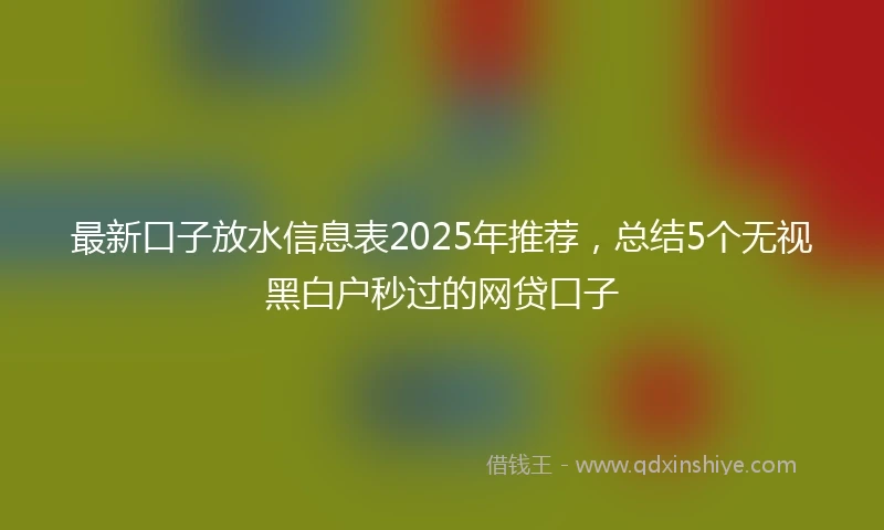 最新口子放水信息表2025年推荐,总结5个无视黑白户秒过的网贷口子
