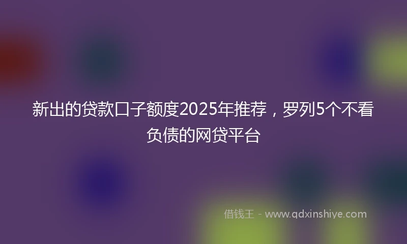 新出的贷款口子额度2025年推荐，罗列5个不看负债的网贷平台
