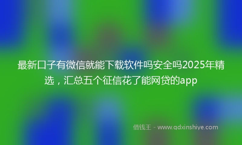 最新口子有微信就能下载软件吗安全吗2025年精选，汇总五个征信花了能网贷的app