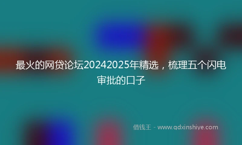 最火的网贷论坛20242025年精选，梳理五个闪电审批的口子