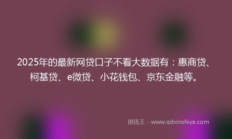 2025年的最新网贷口子不看大数据有：惠商贷、柯基贷、e微贷、小花钱包、京东金融等。