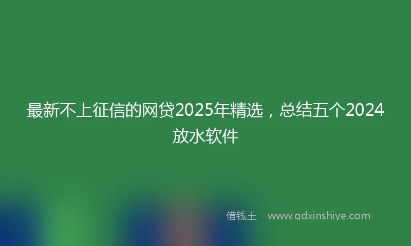 最新不上征信的网贷2025年精选，总结五个2024放水软件
