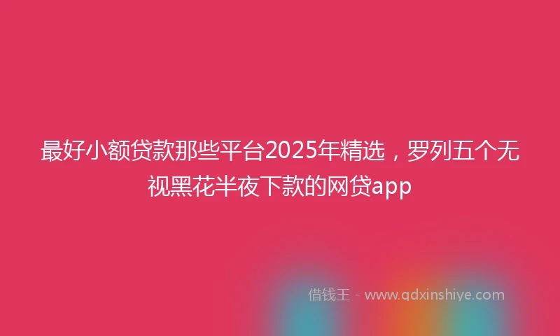最好小额贷款那些平台2025年精选，罗列五个无视黑花半夜下款的网贷app