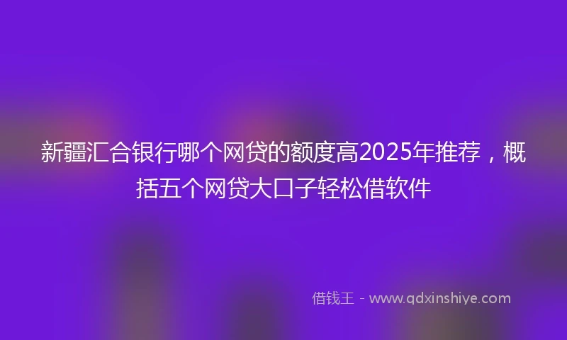 新疆汇合银行哪个网贷的额度高2025年推荐，概括五个网贷大口子轻松借软件