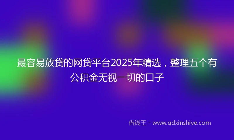 最容易放贷的网贷平台2025年精选，整理五个有公积金无视一切的口子