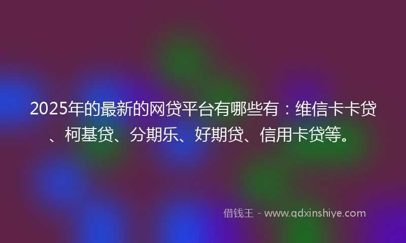 2025年的最新的网贷平台有哪些有：维信卡卡贷、柯基贷、分期乐、好期贷、信用卡贷等。