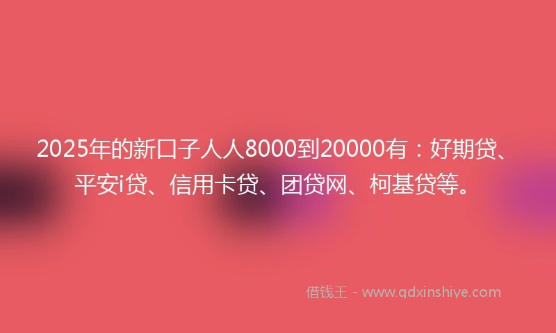 2025年的新口子人人8000到20000有：好期贷、平安i贷、信用卡贷、团贷网、柯基贷等。