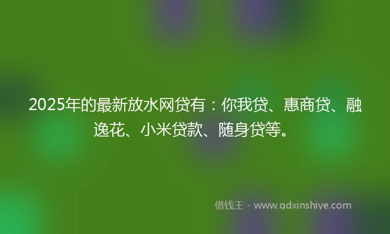 2025年的最新放水网贷有：你我贷、惠商贷、融逸花、小米贷款、随身贷等。