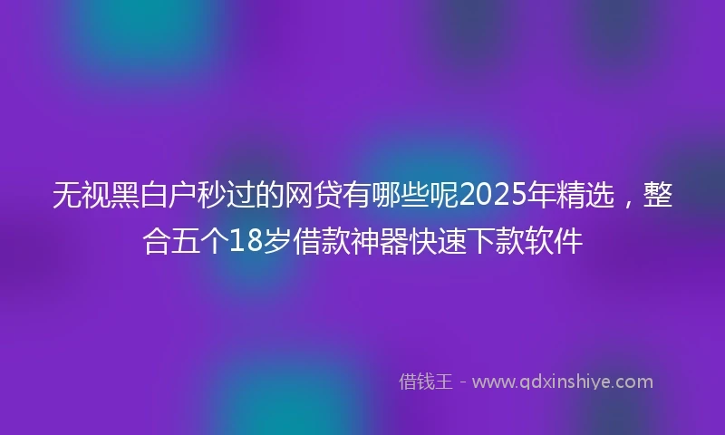 无视黑白户秒过的网贷有哪些呢2025年精选，整合五个18岁借款神器快速下款软件