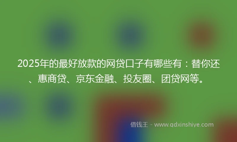 2025年的最好放款的网贷口子有哪些有：替你还、惠商贷、京东金融、投友圈、团贷网等。