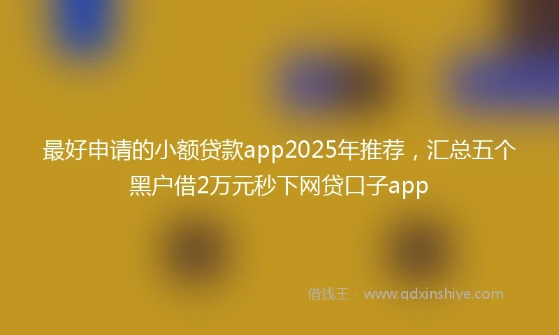 最好申请的小额贷款app2025年推荐，汇总五个黑户借2万元秒下网贷口子app