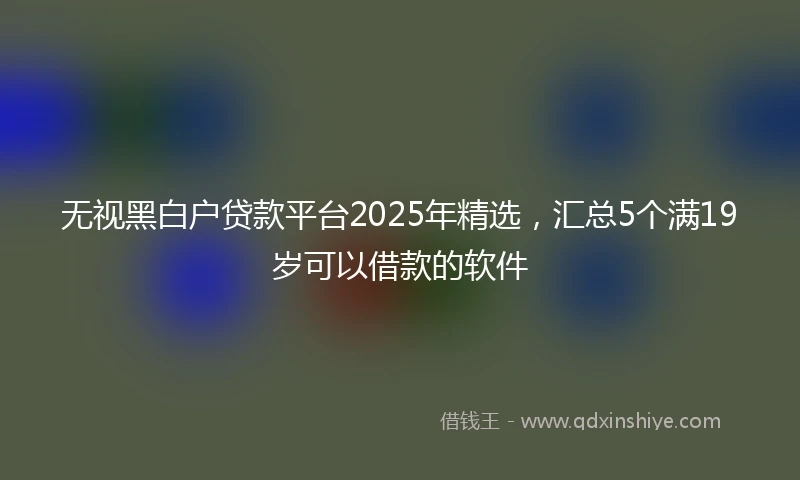 无视黑白户贷款平台2025年精选,汇总5个满19岁可以借款的软件