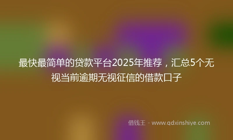 最快最简单的贷款平台2025年推荐，汇总5个无视当前逾期无视征信的借款口子