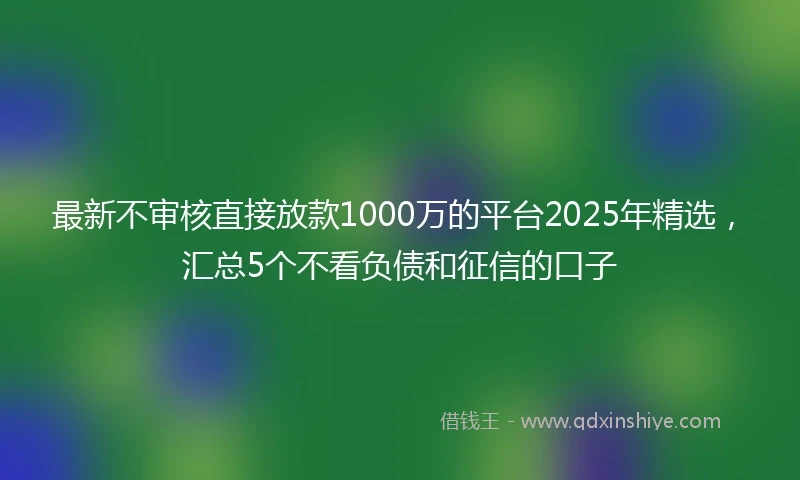 最新不审核直接放款1000万的平台2025年精选，汇总5个不看负债和征信的口子