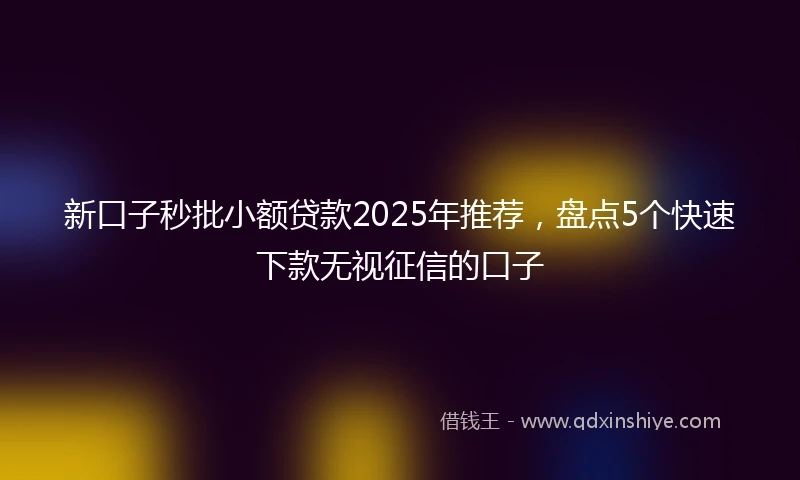 新口子秒批小额贷款2025年推荐，盘点5个快速下款无视征信的口子