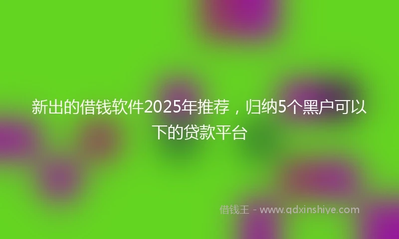 新出的借钱软件2025年推荐，归纳5个黑户可以下的贷款平台
