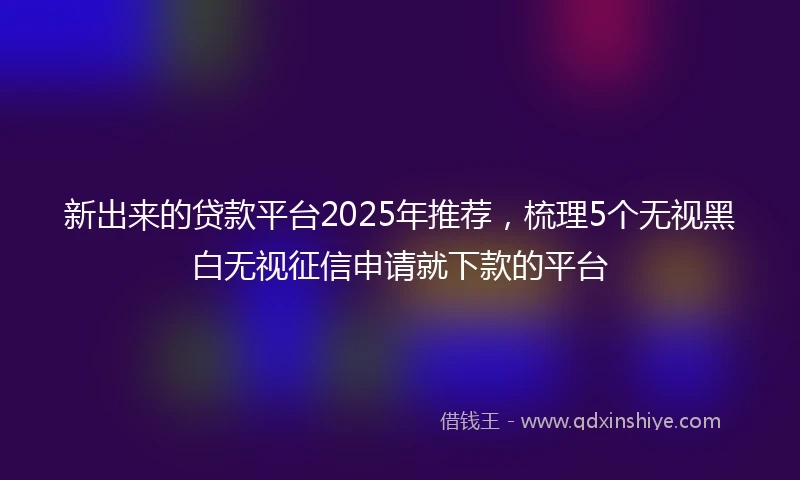 新出来的贷款平台2025年推荐，梳理5个无视黑白无视征信申请就下款的平台