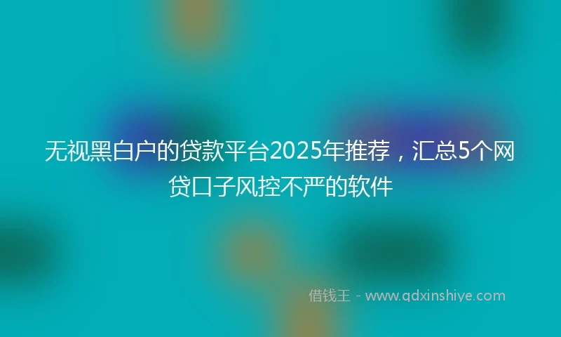 无视黑白户的贷款平台2025年推荐，汇总5个网贷口子风控不严的软件