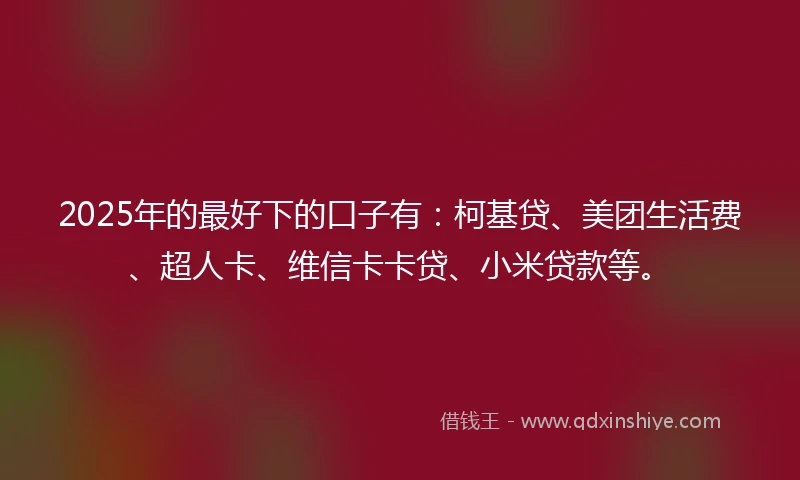 2025年的最好下的口子有：柯基贷、美团生活费、超人卡、维信卡卡贷、小米贷款等。