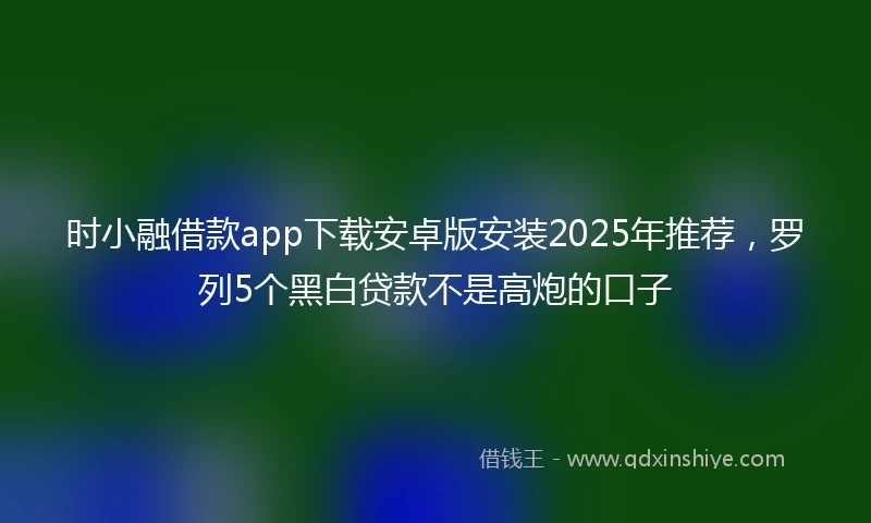 时小融借款app下载安卓版安装2025年推荐，罗列5个黑白贷款不是高炮的口子