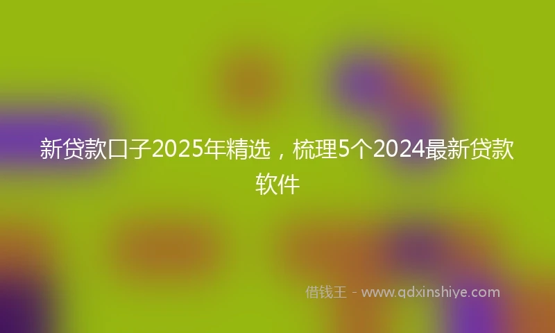 新贷款口子2025年精选，梳理5个2024最新贷款软件
