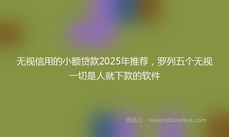无视信用的小额贷款2025年推荐，罗列五个无视一切是人就下款的软件
