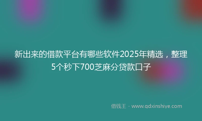新出来的借款平台有哪些软件2025年精选,整理5个秒下700芝麻分贷款口子