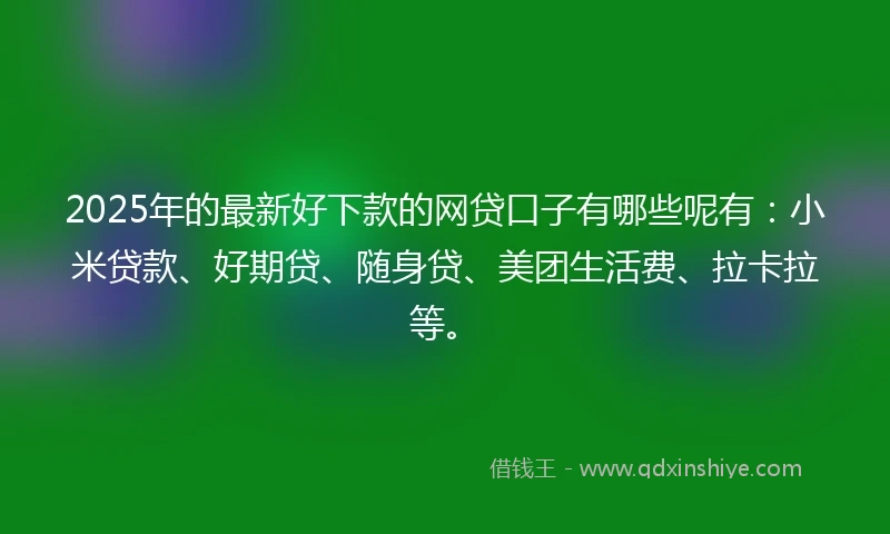2025年的最新好下款的网贷口子有哪些呢有：小米贷款、好期贷、随身贷、美团生活费、拉卡拉等。