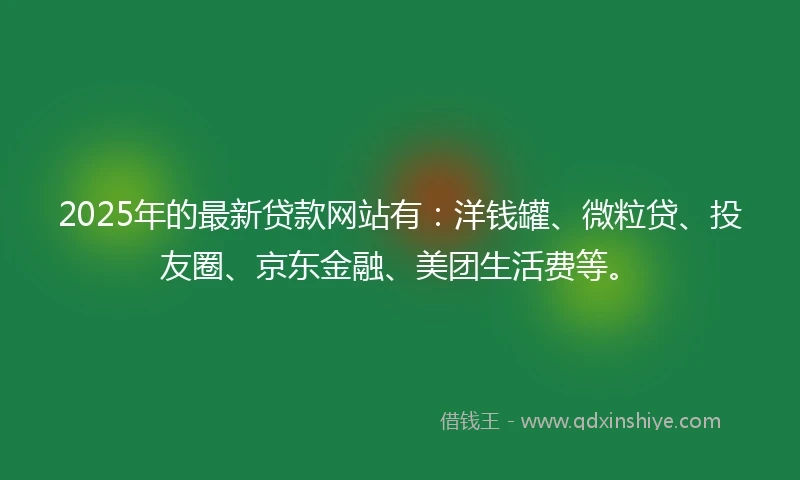 2025年的最新贷款网站有：洋钱罐、微粒贷、投友圈、京东金融、美团生活费等。