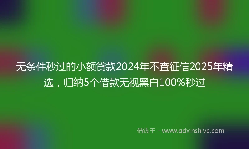 无条件秒过的小额贷款2024年不查征信2025年精选，归纳5个借款无视黑白100%秒过