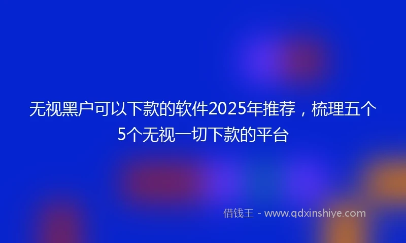 无视黑户可以下款的软件2025年推荐，梳理五个5个无视一切下款的平台