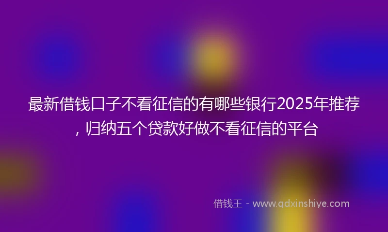 最新借钱口子不看征信的有哪些银行2025年推荐，归纳五个贷款好做不看征信的平台
