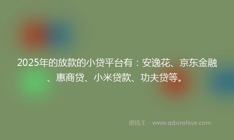 2025年的放款的小贷平台有：安逸花、京东金融、惠商贷、小米贷款、功夫贷等。