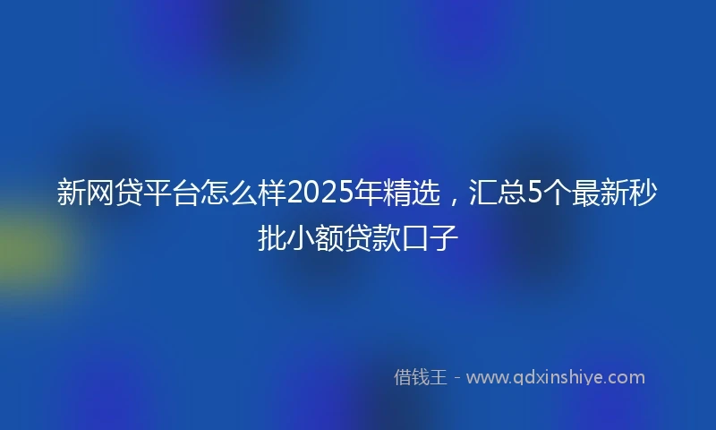 新网贷平台怎么样2025年精选，汇总5个最新秒批小额贷款口子