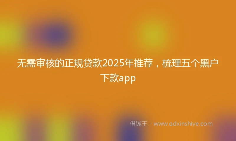 无需审核的正规贷款2025年推荐,梳理五个黑户下款app