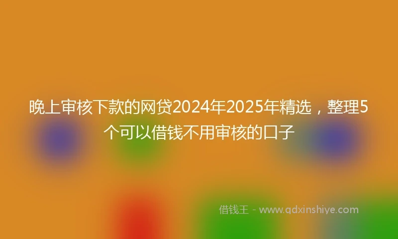 晚上审核下款的网贷2024年2025年精选，整理5个可以借钱不用审核的口子