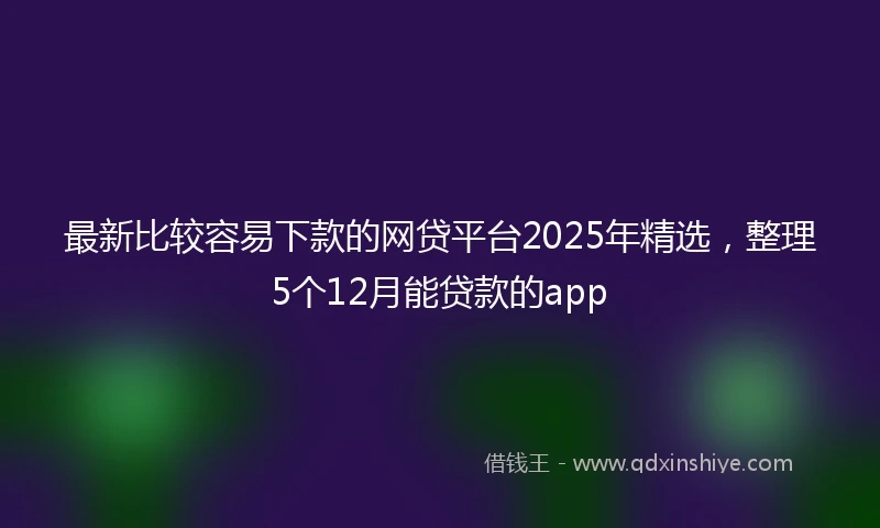 最新比较容易下款的网贷平台2025年精选，整理5个12月能贷款的app