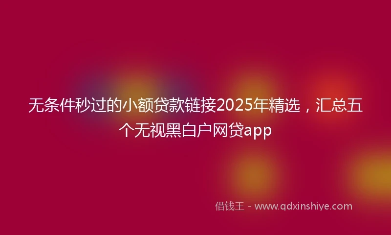 无条件秒过的小额贷款链接2025年精选，汇总五个无视黑白户网贷app