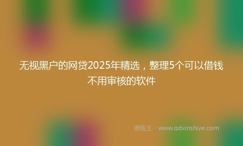 无视黑户的网贷2025年精选，整理5个可以借钱不用审核的软件