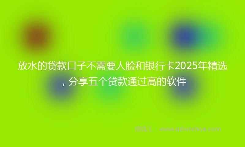 放水的贷款口子不需要人脸和银行卡2025年精选，分享五个贷款通过高的软件