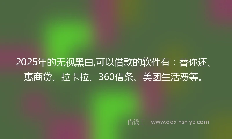 2025年的无视黑白,可以借款的软件有：替你还、惠商贷、拉卡拉、360借条、美团生活费等。