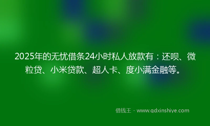 2025年的无忧借条24小时私人放款有:还呗、微粒贷、小米贷款、超人卡、度小满金融等。