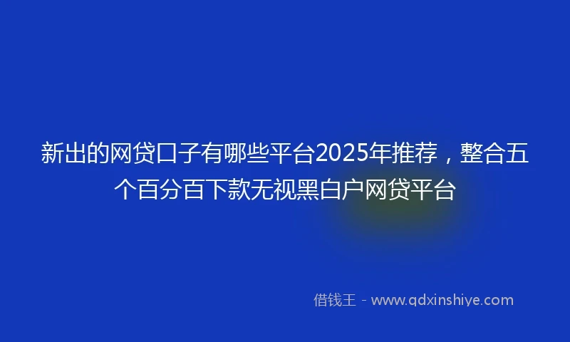 新出的网贷口子有哪些平台2025年推荐，整合五个百分百下款无视黑白户网贷平台