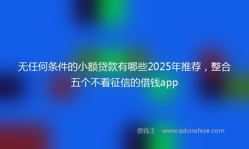 无任何条件的小额贷款有哪些2025年推荐，整合五个不看征信的借钱app