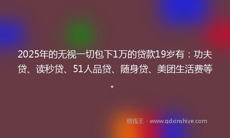 2025年的无视一切包下1万的贷款19岁有：功夫贷、读秒贷、51人品贷、随身贷、美团生活费等。