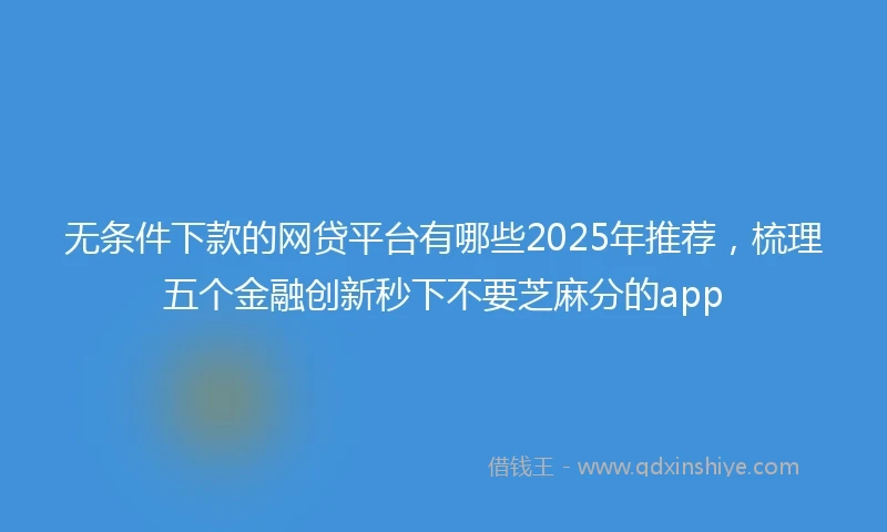 无条件下款的网贷平台有哪些2025年推荐,梳理五个金融创新秒下不要芝麻分的app