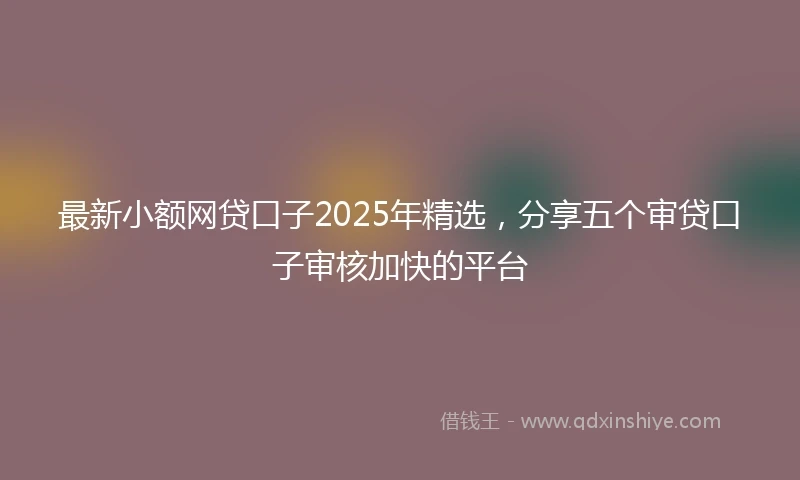 最新小额网贷口子2025年精选，分享五个审贷口子审核加快的平台