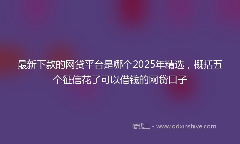 最新下款的网贷平台是哪个2025年精选，概括五个征信花了可以借钱的网贷口子