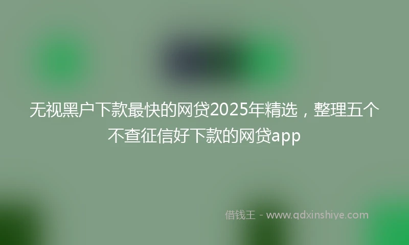 无视黑户下款最快的网贷2025年精选，整理五个不查征信好下款的网贷app