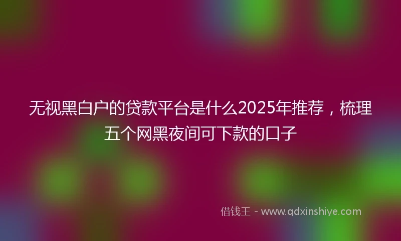 无视黑白户的贷款平台是什么2025年推荐，梳理五个网黑夜间可下款的口子